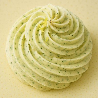 Zart aufgeschlagene Kräuterbutter mit Zitronenfrische und Vanillenote, luftig angerührt und perfekt für Sommergerichte, Brot und Grillmoment