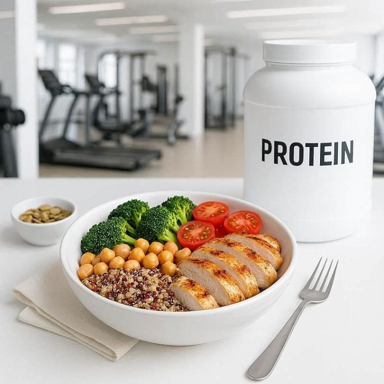 High‑Protein Bärlauchsuppe mit Lachs und Spargel, cremig angerichtet, frische Frühlingsfarben, leichtes Rezept mit proteinreicher Einlage.