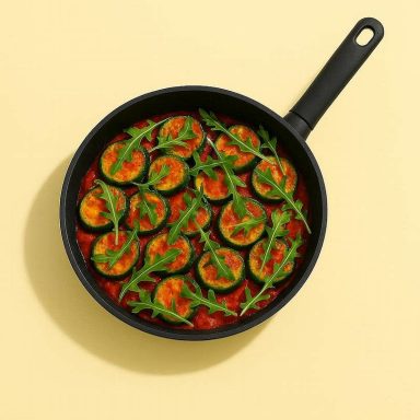 Zucchini-Pfanne mit Arrabbiata Deluxe Marinade, schnell, würzig, low carb und ideal für die Feierabendküche.